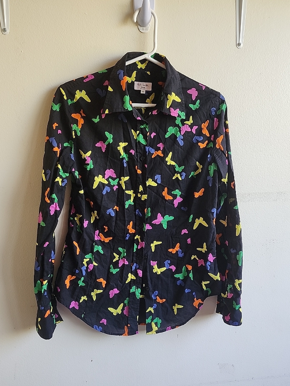Paul Smith Multicolor Butterfly Button Down Shirt, Made In Italy 100% Cotton.